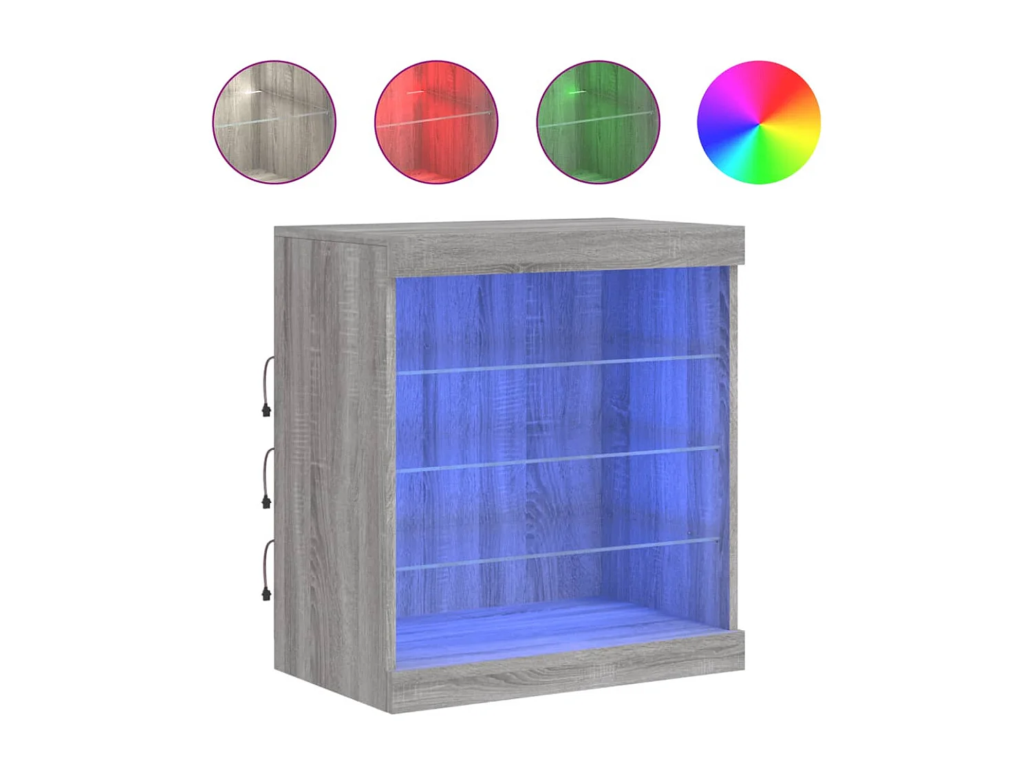 Buffet | Bahut | Meuble de rangement avec lumières LED sonoma gris 60,5x37x67 cm