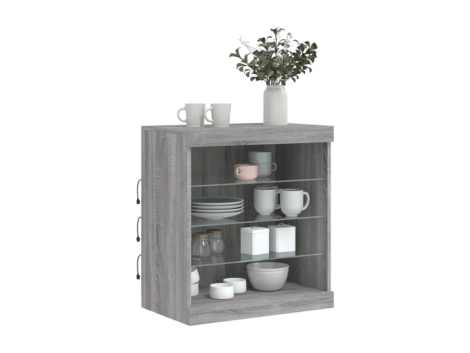 Buffet | Bahut | Meuble de rangement avec lumières LED sonoma gris 60,5x37x67 cm