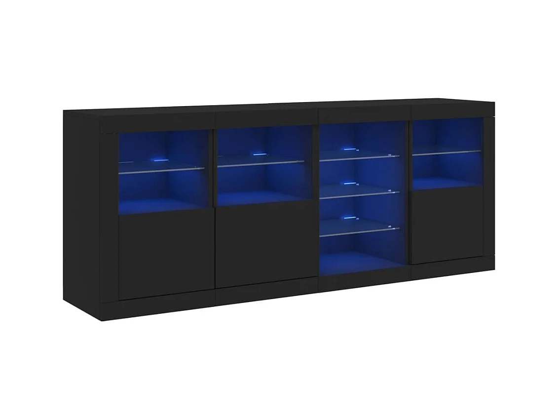 Credenza | Buffet | Armadio con Luci LED Nera 164x37x67 cm