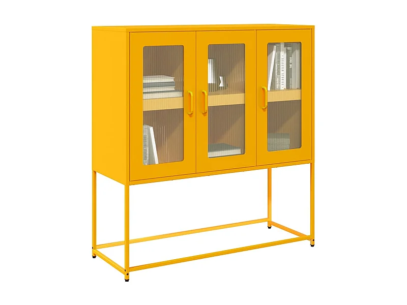 Buffet | Bahut | Meuble de rangement jaune moutarde 100,5x39x107 cm acier laminé à froid