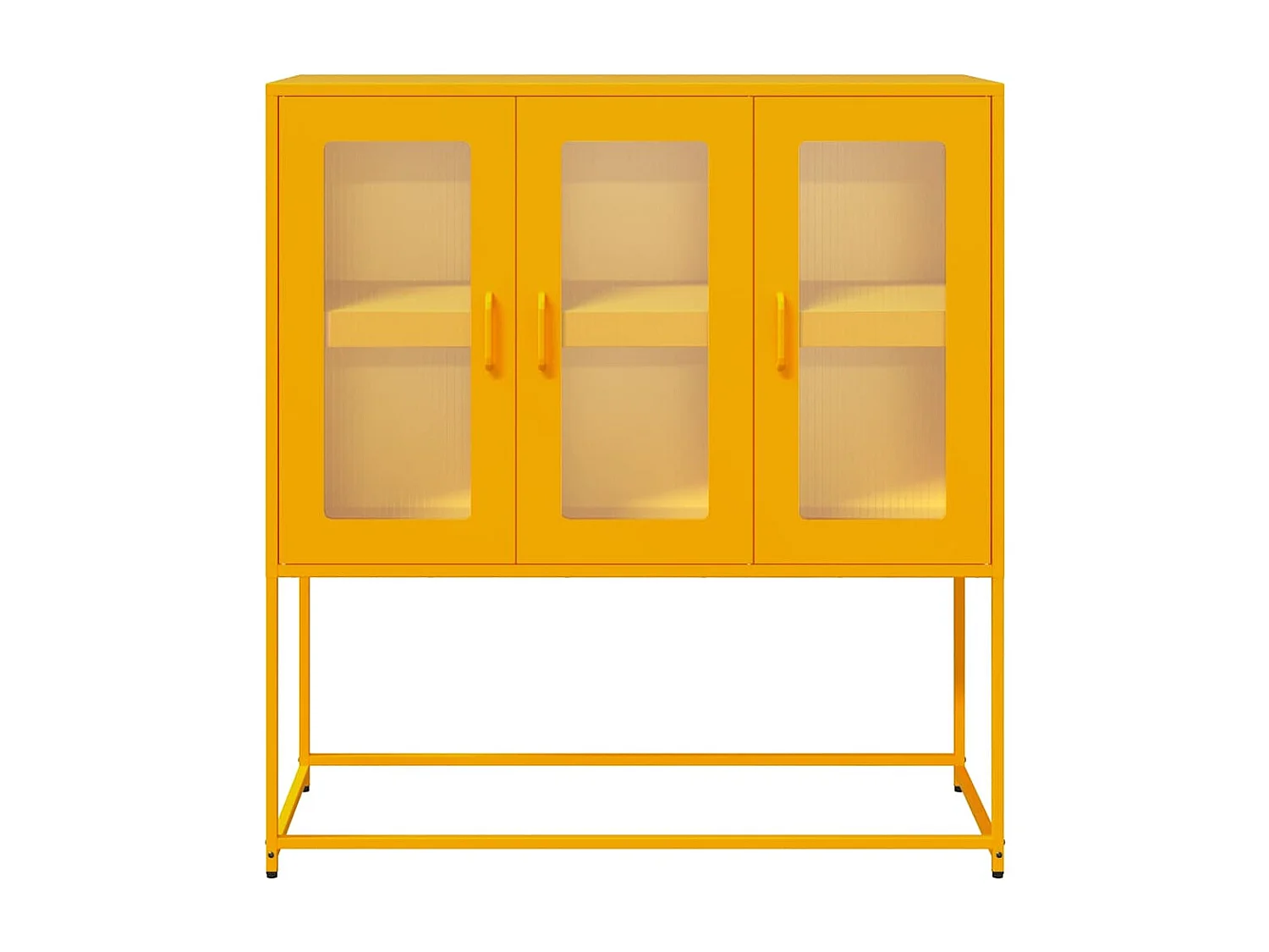 Credenza | Buffet | Armadio Giallo Senape 100,5x39x107cm Acciaio Laminato Freddo