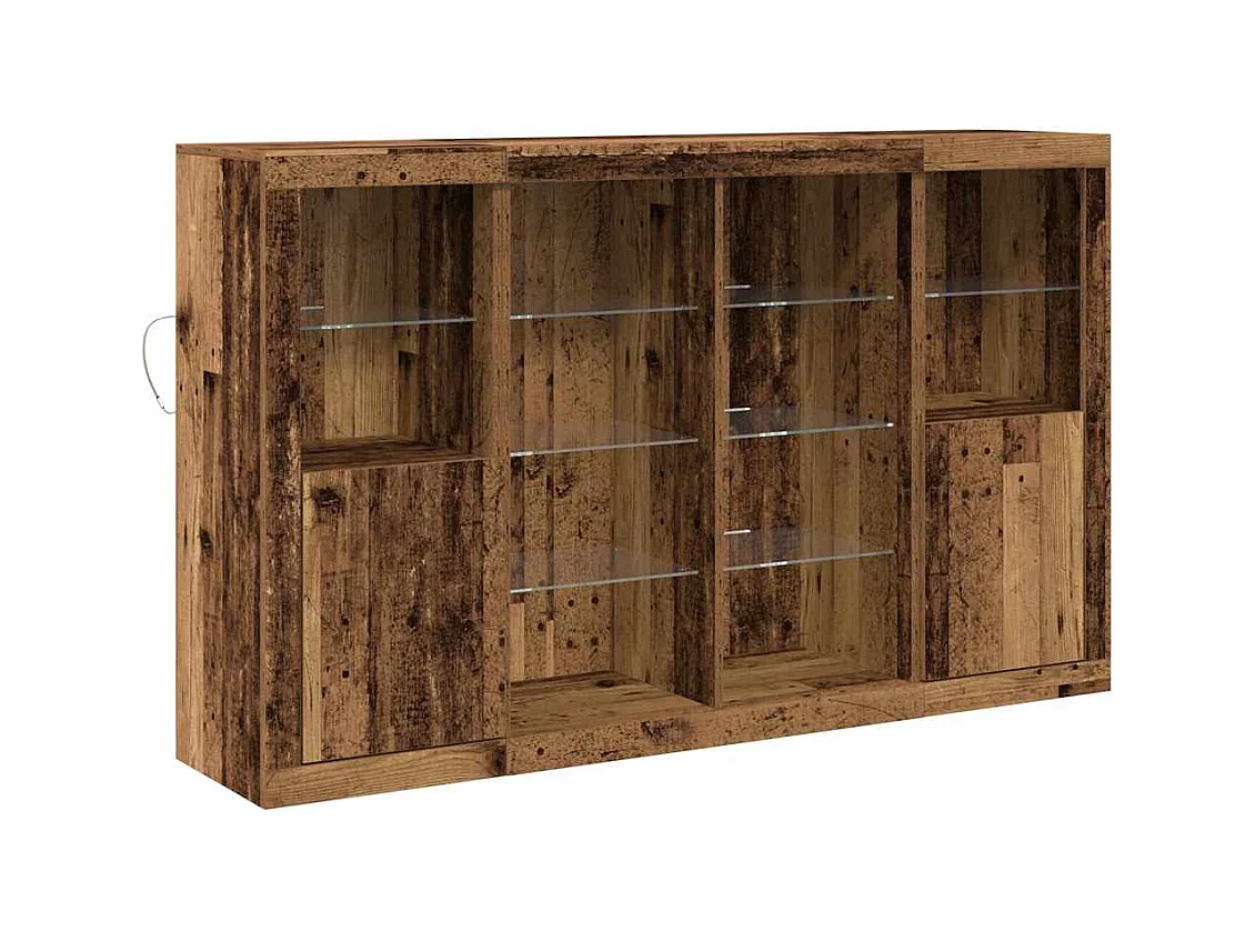 Credenza | Buffet | Armadio con Luci LED Legno Antico 163x37x100 cm Legno Recuperato