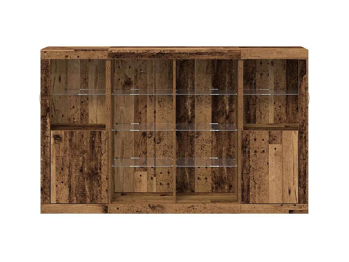 Credenza | Buffet | Armadio con Luci LED Legno Antico 163x37x100 cm Legno Recuperato