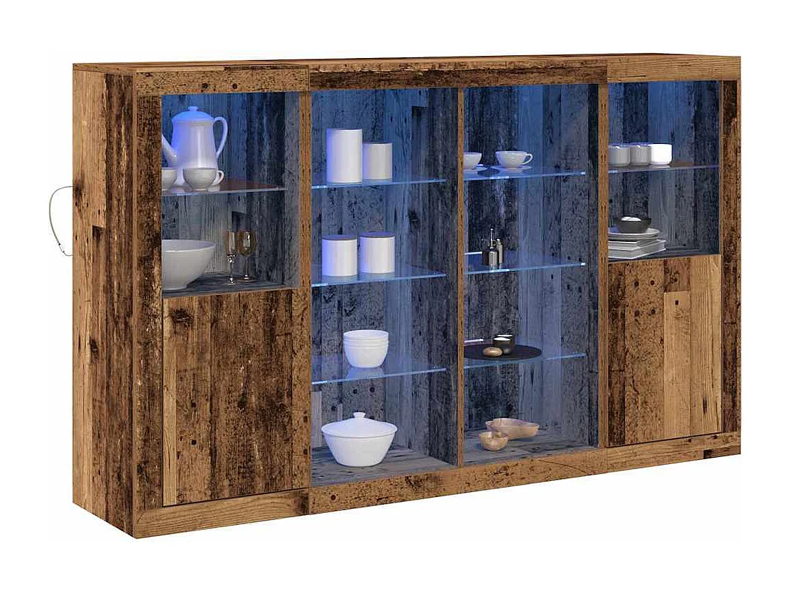 Buffet | Bahut | Meuble de rangement avec Lumières LED Vieux Bois 163x37x100 cm Bois d'ingénierie