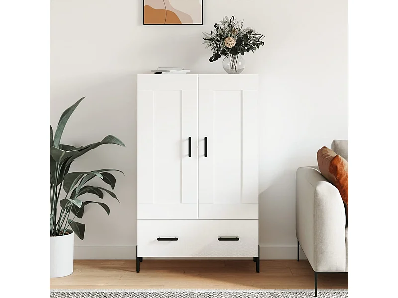 Buffet | Bahut | Meuble de rangement haut blanc brillant 69,5x31x115 cm bois d'ingénierie