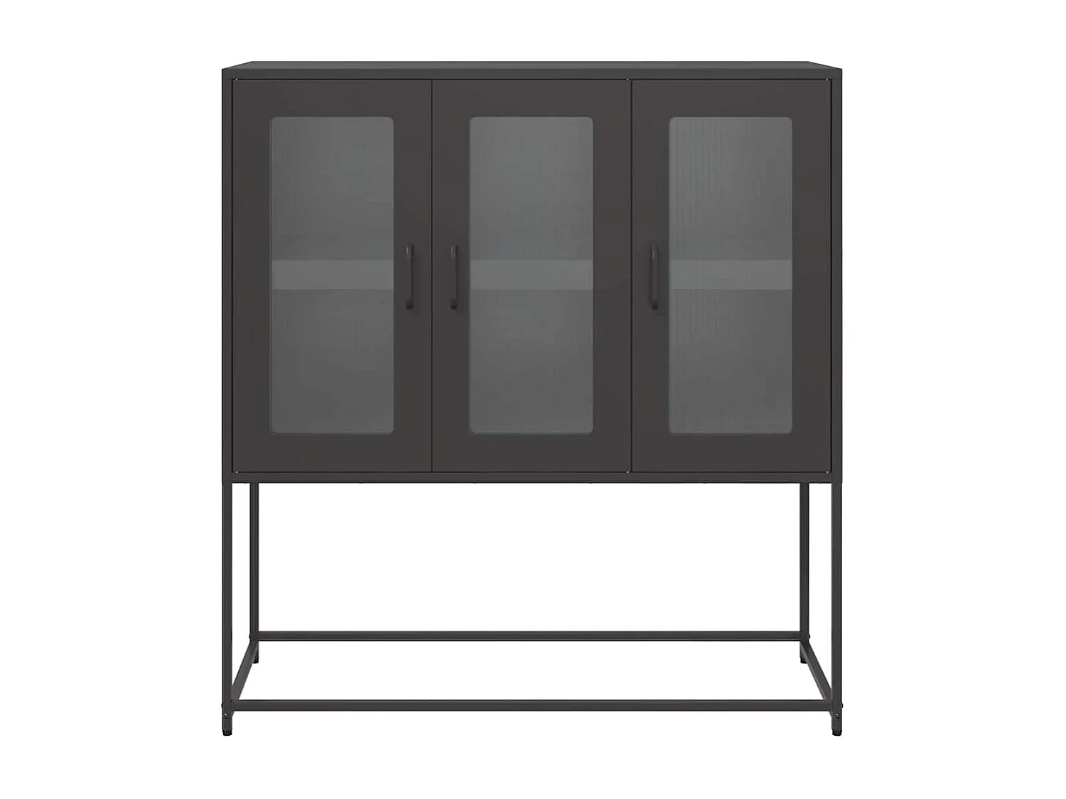 Credenza | Buffet | Armadio Nera 100,5x39x107 cm in Acciaio Laminato a Freddo