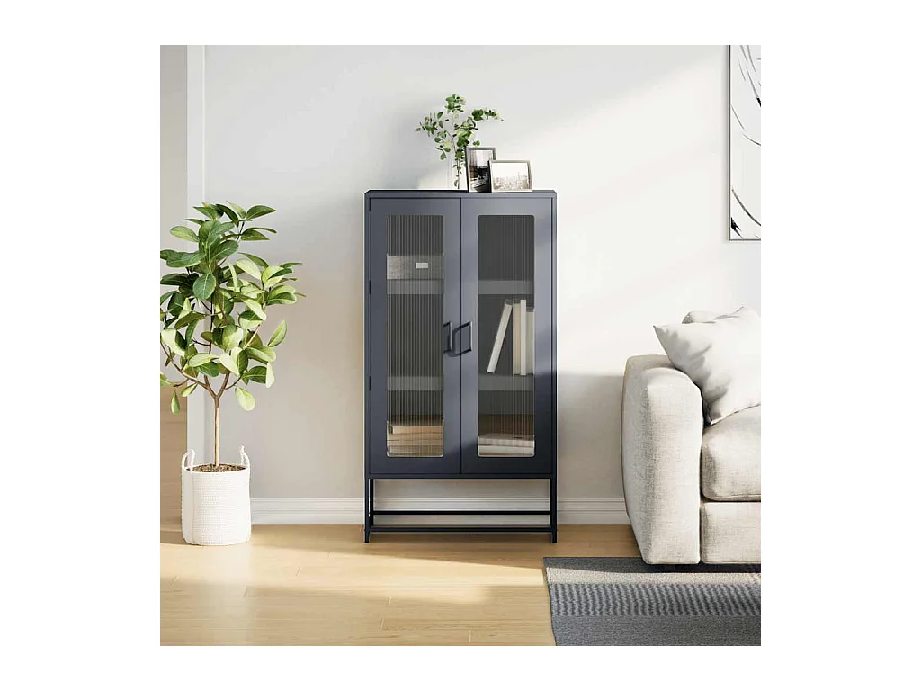 Credenza | Buffet | Armadio Antracite 68x39x123 cm Acciaio