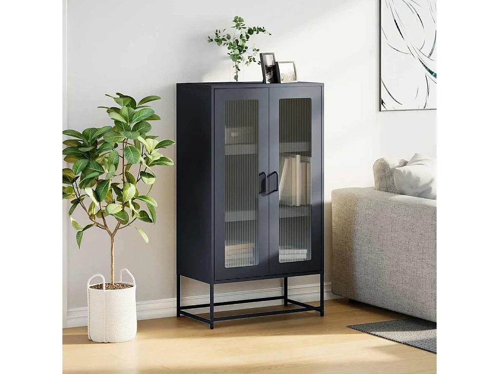 Buffet | Bahut | Meuble de rangement haut anthracite 68x39x123 cm acier