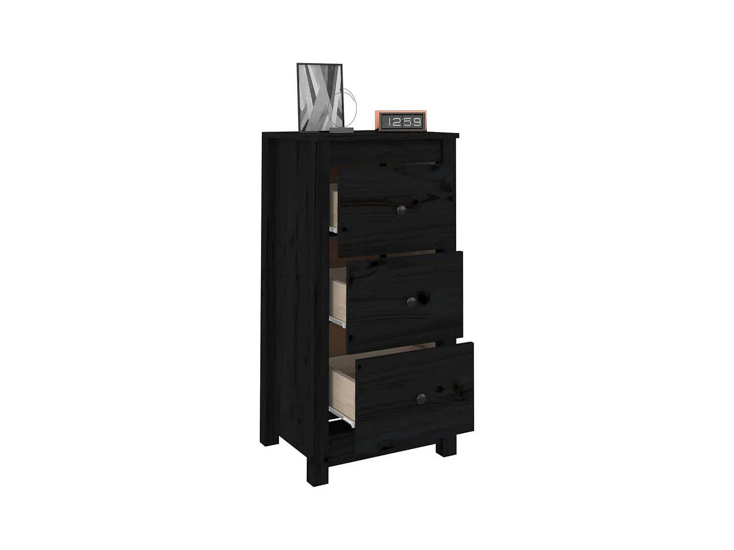 Buffets | Bahuts | Meuble de rangement 2 pcs noir 40x35x80 cm bois massif de pin