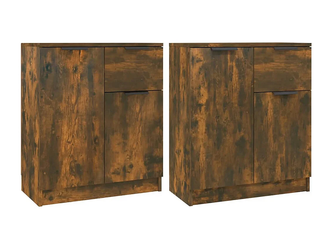 Buffets | Bahuts | Meuble de rangement 2 pcs Chêne fumé 60x30x70 cm Bois d'ingénierie