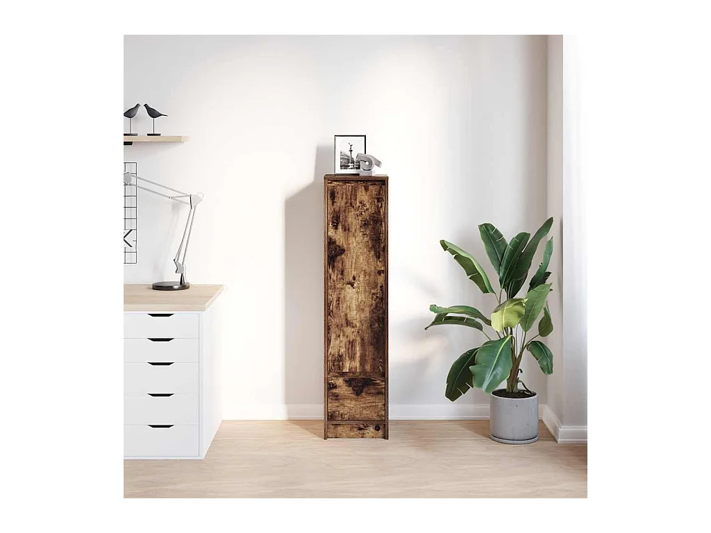 Buffet | Commode à tiroir | Meuble de rangement haut chêne fumé 29,5x34x119,5 cm bois d'ingénierie
