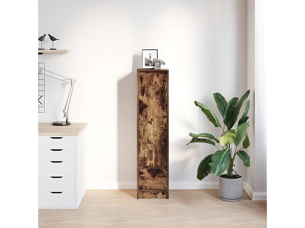 Buffet | Commode à tiroir | Meuble de rangement haut chêne fumé 29,5x34x119,5 cm bois d'ingénierie