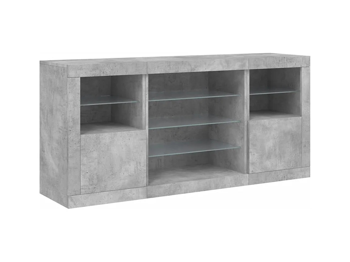 Buffet | Bahut | Meuble de rangement avec lumières LED gris béton 142,5x37x67 cm