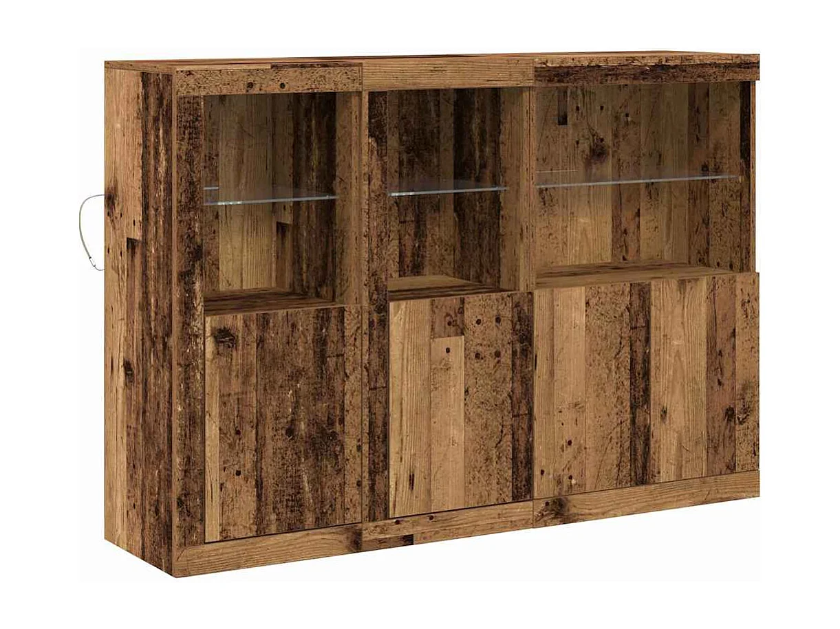 Buffet | Bahut | Meuble de rangement avec lumières LED - Bois ancien 142,5x37x100 cm - Bois reconstitué
