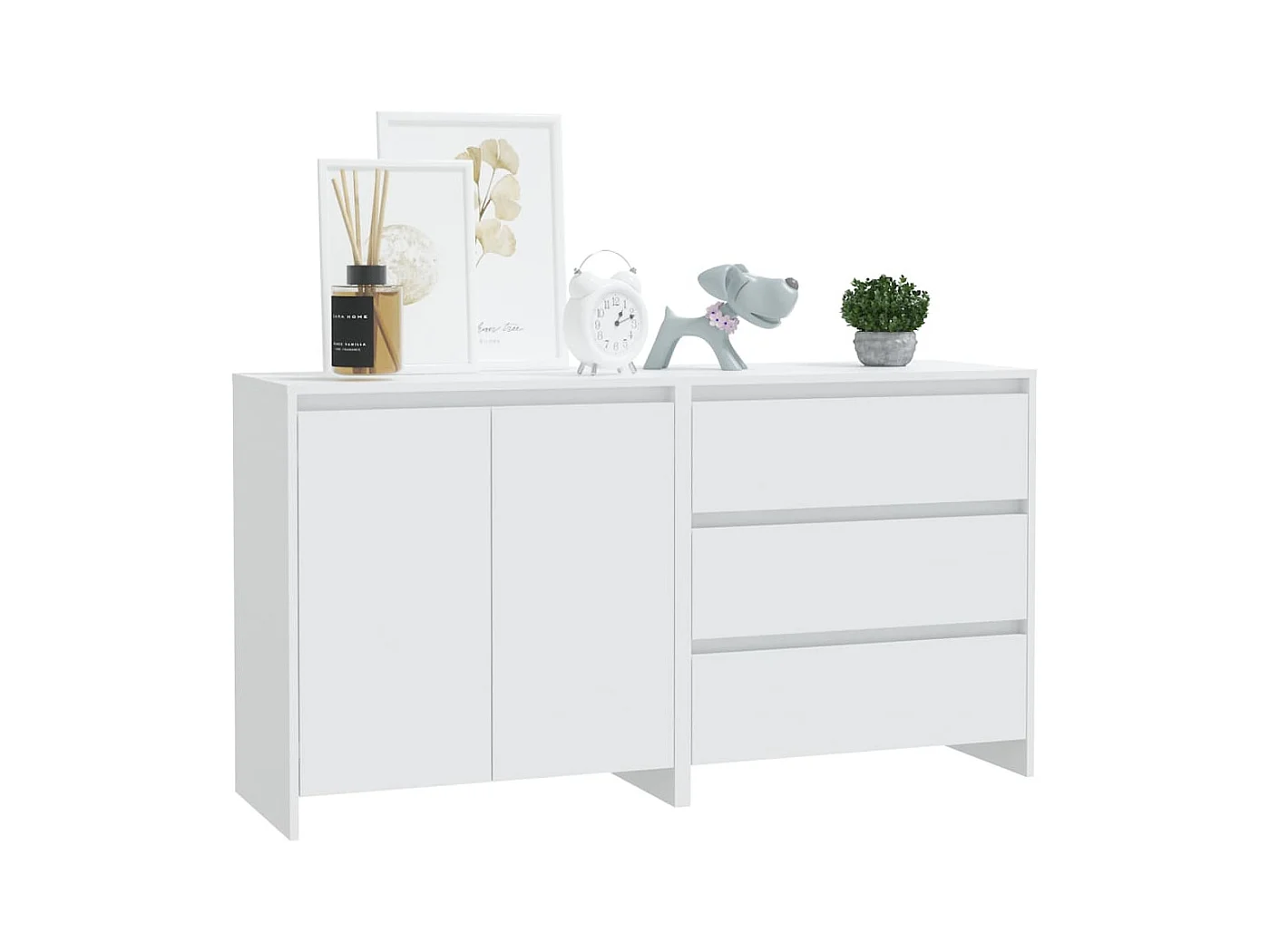 Buffet | Commode à tiroir | Meuble de rangements | Bahuts | Meuble de rangement 2 pcs Blanc Bois d'ingénierie