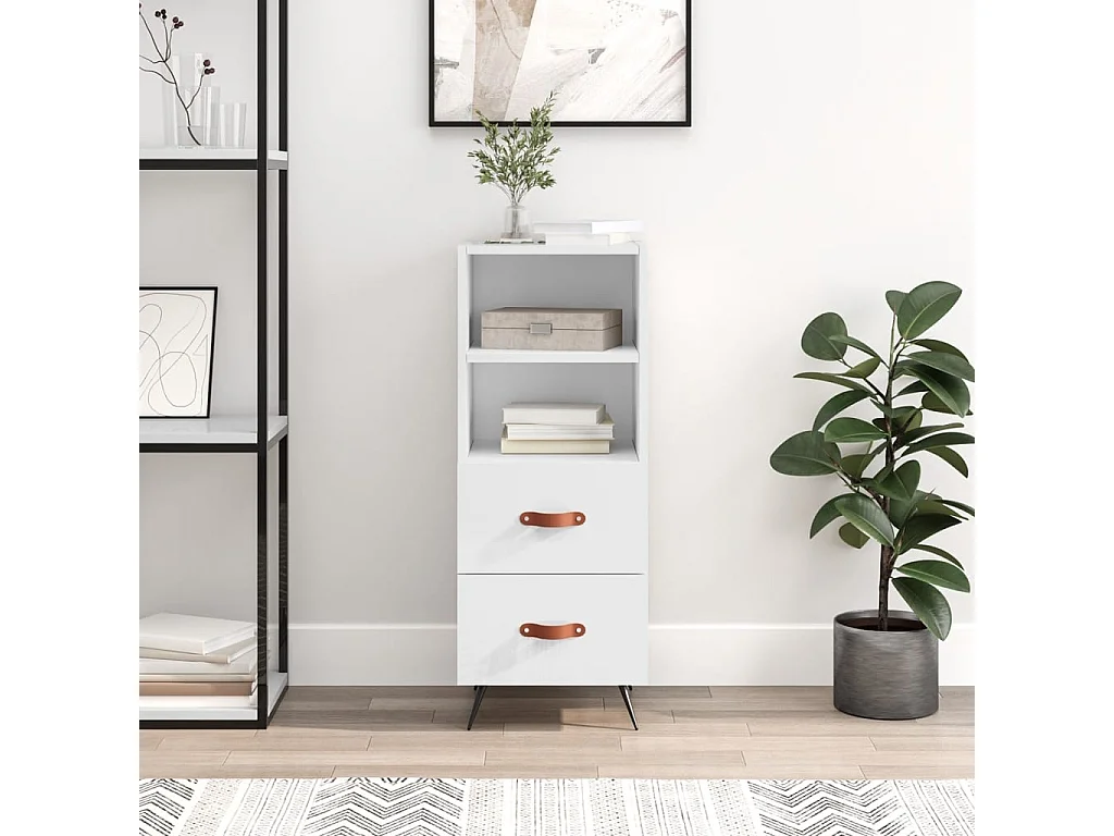 Buffet | Bahut | Meuble de rangement Blanc brillant 34,5x34x90 cm Bois d'ingénierie