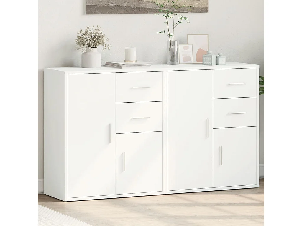 Buffets | Bahuts | Meuble de rangement 2 pcs blanc 60x31x70 cm bois d'ingénierie