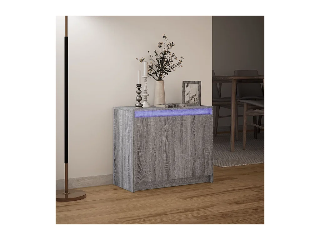 Credenza | Buffet | Armadio con LED Grigio Sonoma 72x34x61 cm in Legno Multistrato