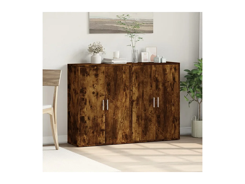 Credenze | Buffet | Armadi 2 pz Rovere Fumo 60x31x84 cm in Legno Multistrato