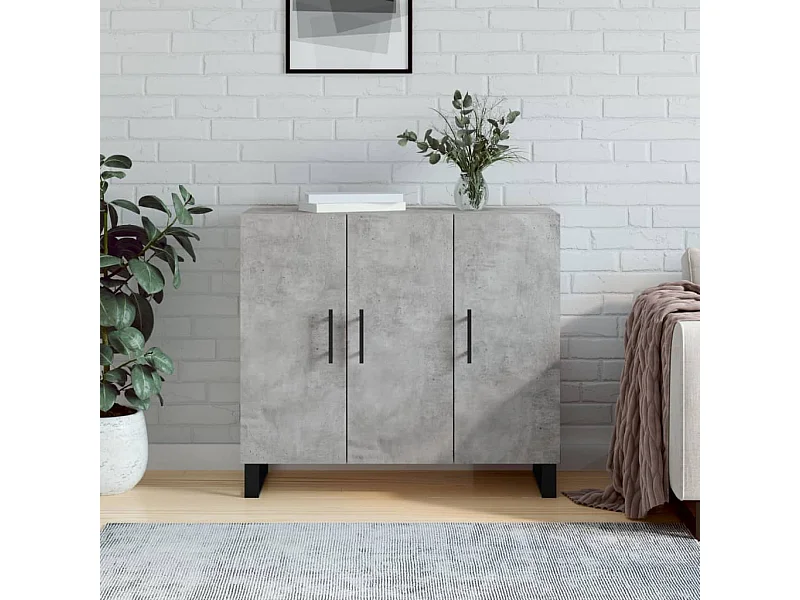 Buffet | Bahut | Meuble de rangement gris béton 90x34x80 cm bois d'ingénierie