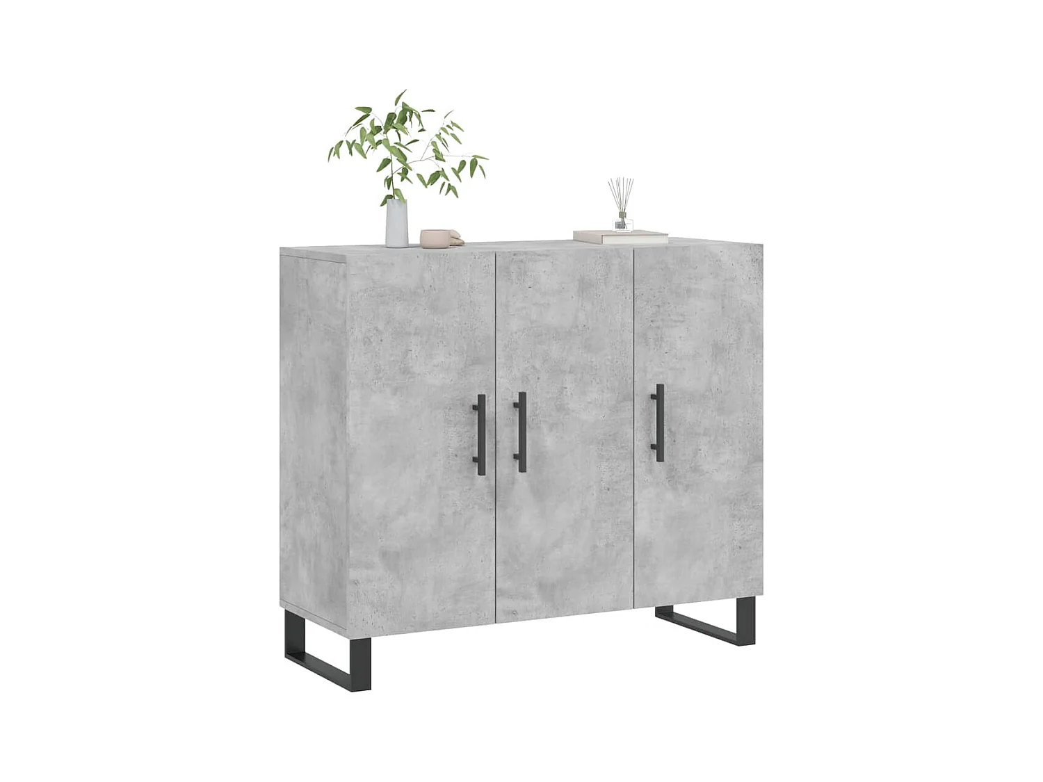 Buffet | Bahut | Meuble de rangement gris béton 90x34x80 cm bois d'ingénierie