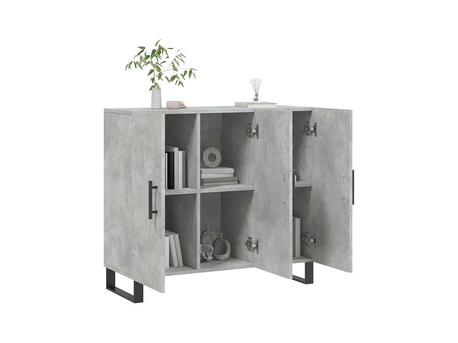 Buffet | Bahut | Meuble de rangement gris béton 90x34x80 cm bois d'ingénierie