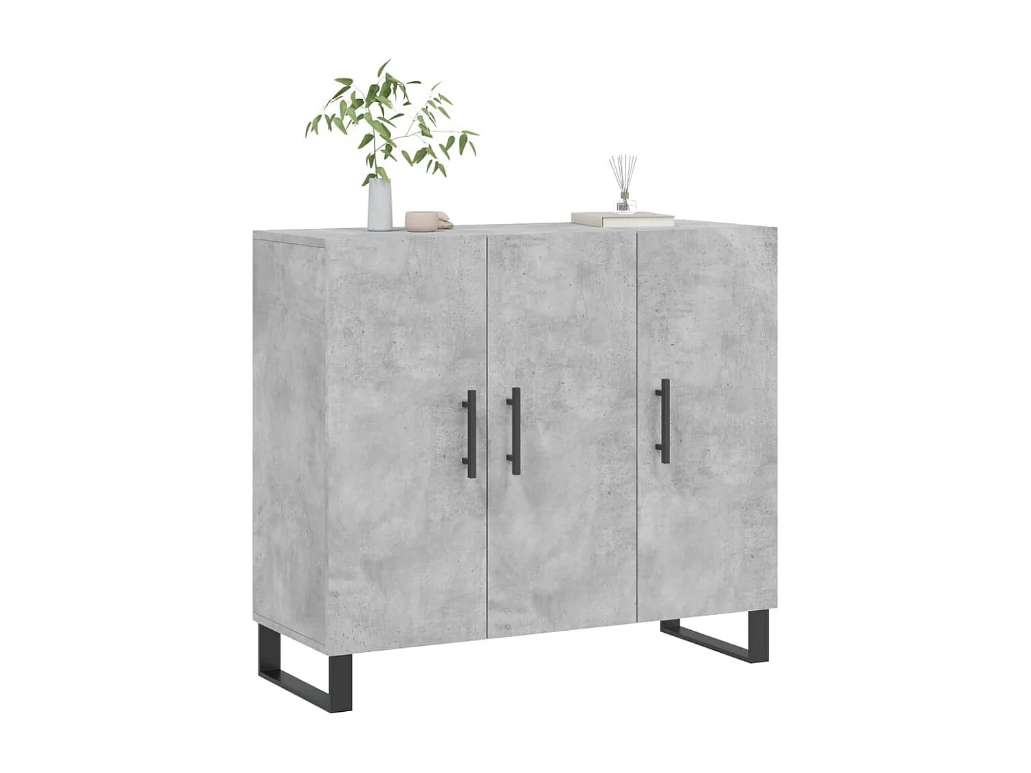 Credenza | Buffet | Armadio Grigio Cemento 90x34x80 cm in Legno Multistrato
