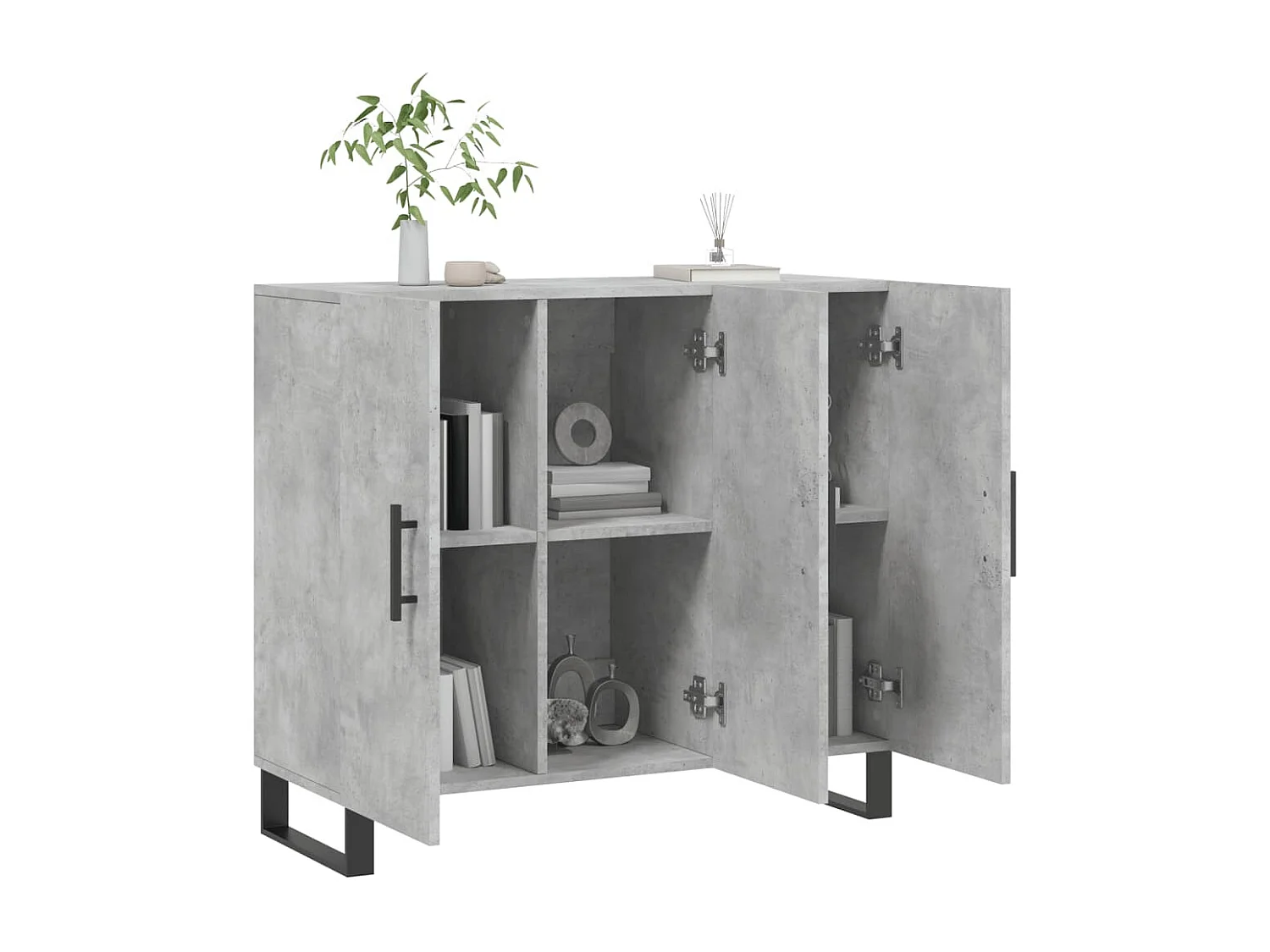 Credenza | Buffet | Armadio Grigio Cemento 90x34x80 cm in Legno Multistrato