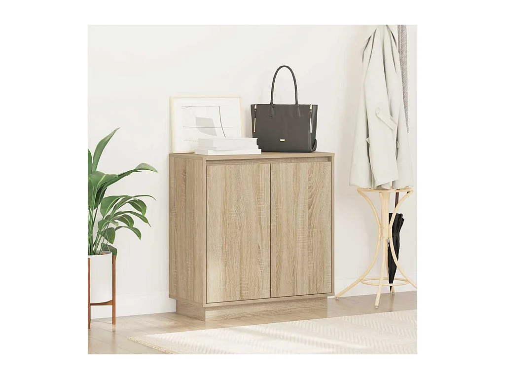 Buffet | Bahut | Meuble de rangement avec LED en chêne Sonoma - 71 x 34,5 x 75 cm - Fabriqué en bois d'ingénierie