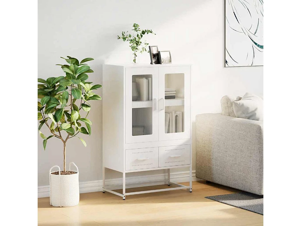 Credenza | Buffet | Armadio Bianca 68x39x111,5 cm Acciaio