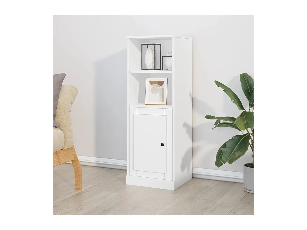 Buffet | Bahut | Meuble de rangement haut blanc 36x35,5x103,5 cm bois d'ingénierie