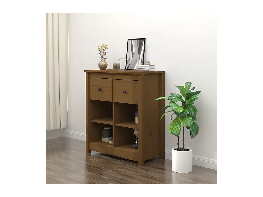 Buffet | Bahut | Meuble de rangement Marron miel 70x35x80 cm Bois massif de pin