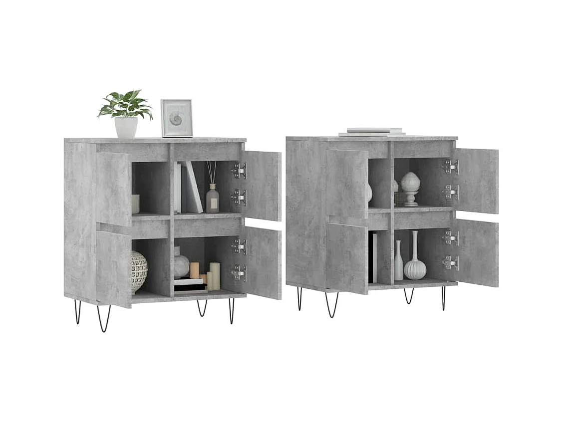 Credenze | Buffet | Armadi 2 pz Grigio Cemento in Legno Multistrato