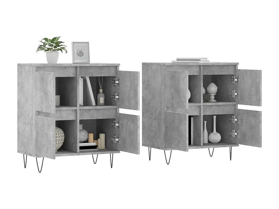 Buffets | Bahuts | Meuble de rangement 2 pcs gris béton bois d'ingénierie