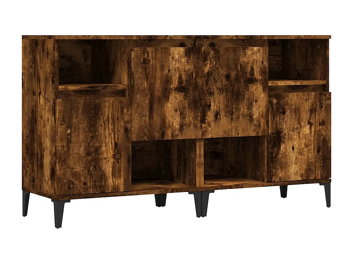 Buffets | Bahuts | Meuble de rangement 2 pcs chêne fumé 60x35x70 cm bois d'ingénierie