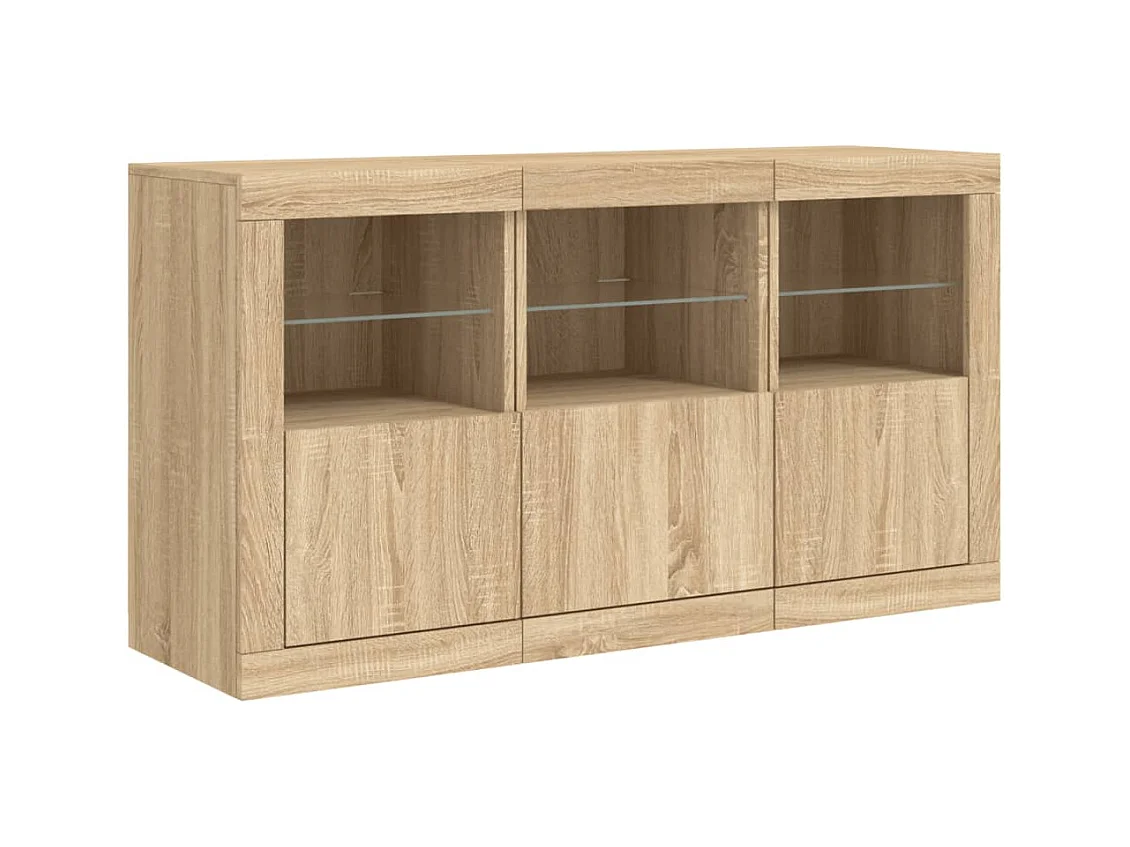 Buffet | Bahut | Meuble de rangement avec lumières LED chêne sonoma 123x37x67 cm