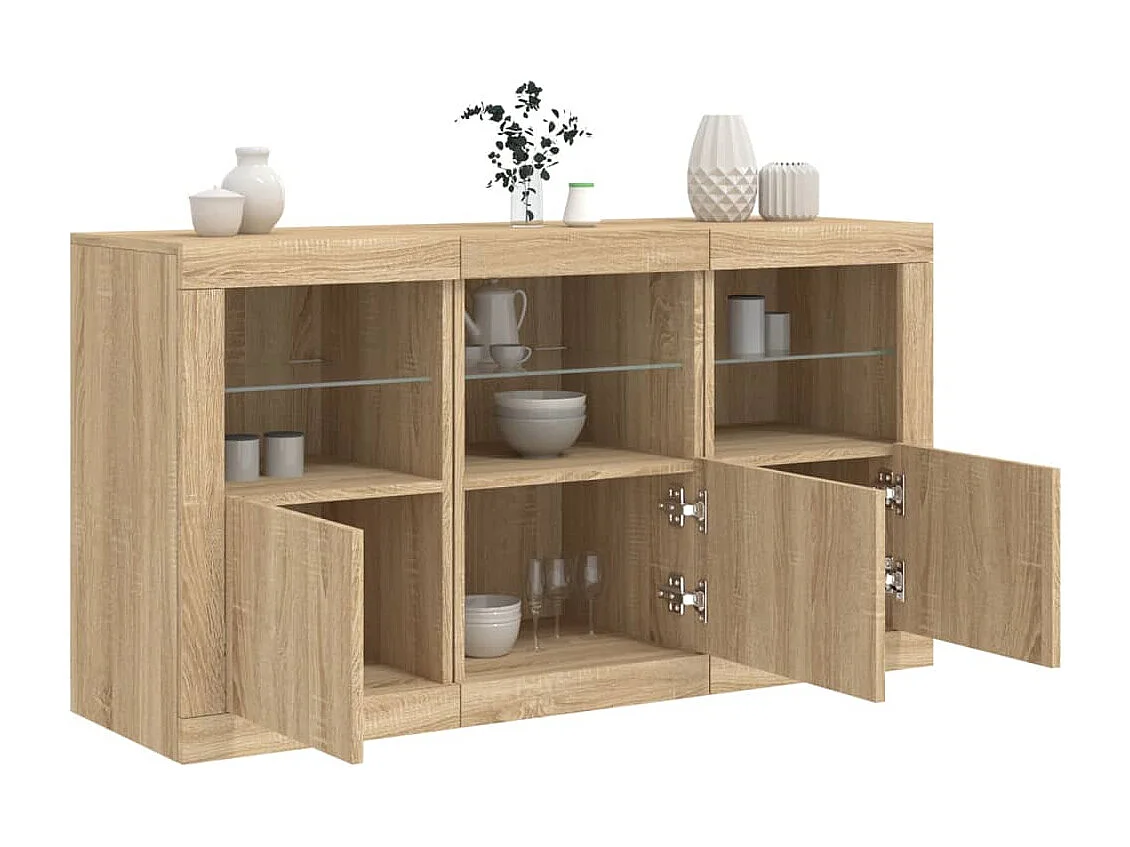 Buffet | Bahut | Meuble de rangement avec lumières LED chêne sonoma 123x37x67 cm