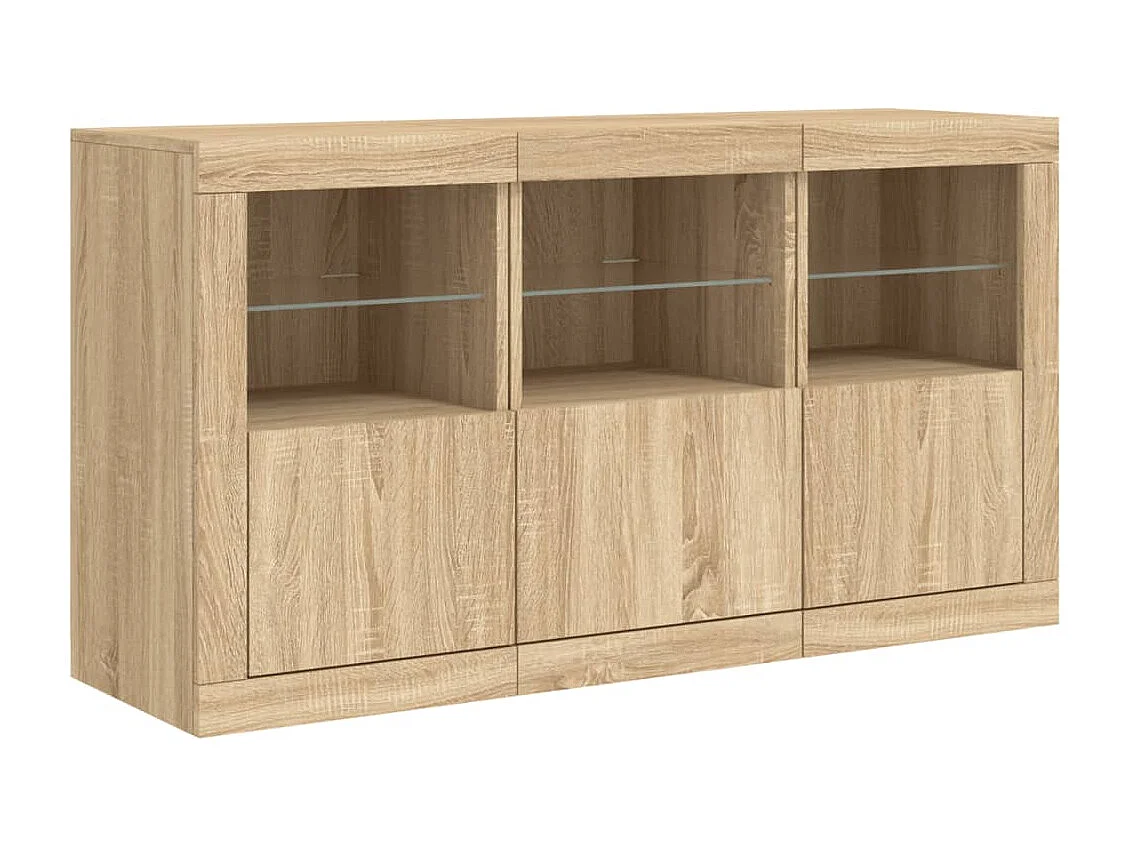 Buffet | Bahut | Meuble de rangement avec lumières LED chêne sonoma 123x37x67 cm