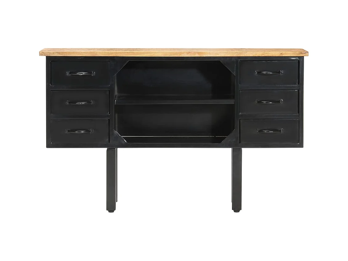 Buffet | Commode à tiroir | Meuble de rangement 110x30x65 cm Bois de manguier massif brut et acier