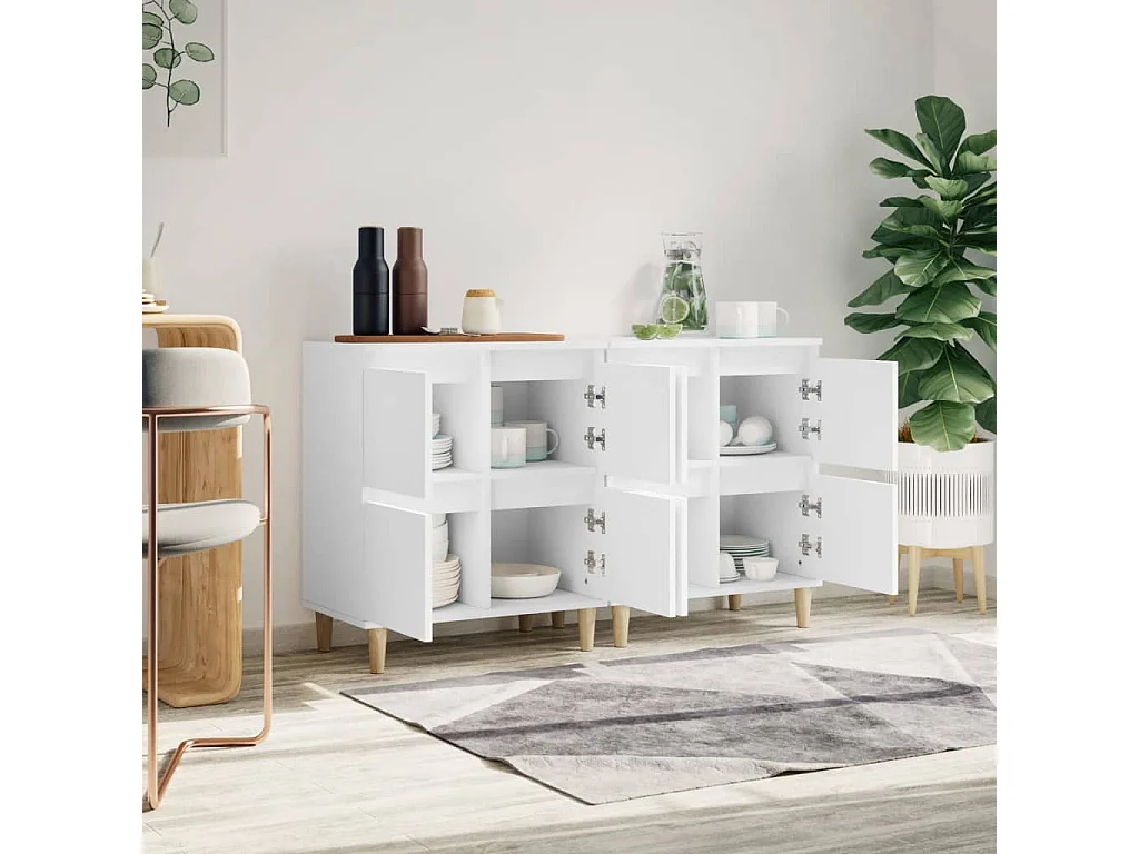 Credenze | Buffet | Armadi 2pz Bianche 60x35x70 cm in Legno Multistrato