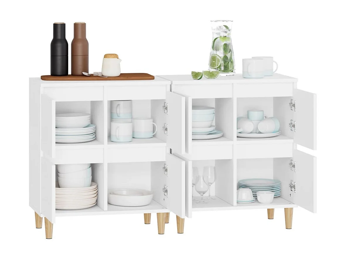 Credenze | Buffet | Armadi 2pz Bianche 60x35x70 cm in Legno Multistrato