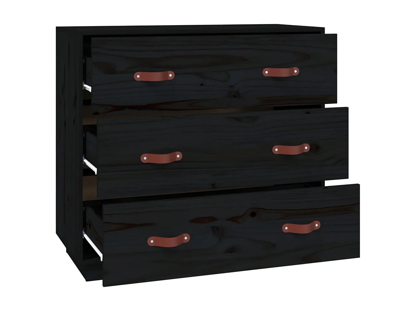 Credenza | Buffet | Armadio Nera 80x40x75 cm in Legno Massello di Pino