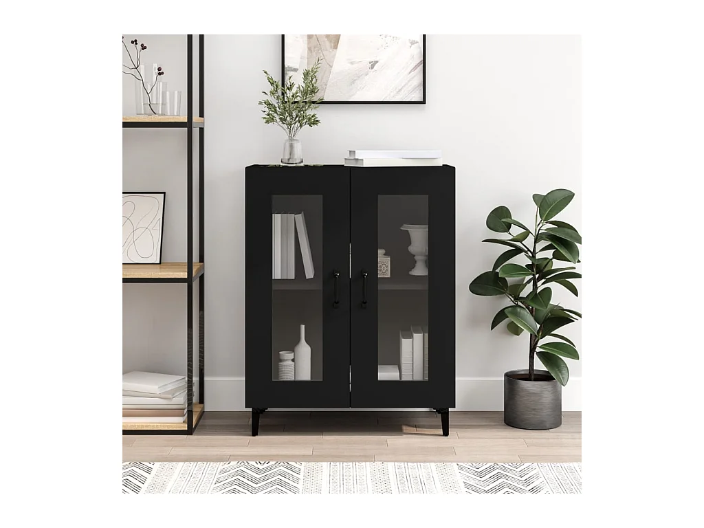 Credenza | Buffet | Armadio Nera 69,5x34x90 cm in Legno Multistrato