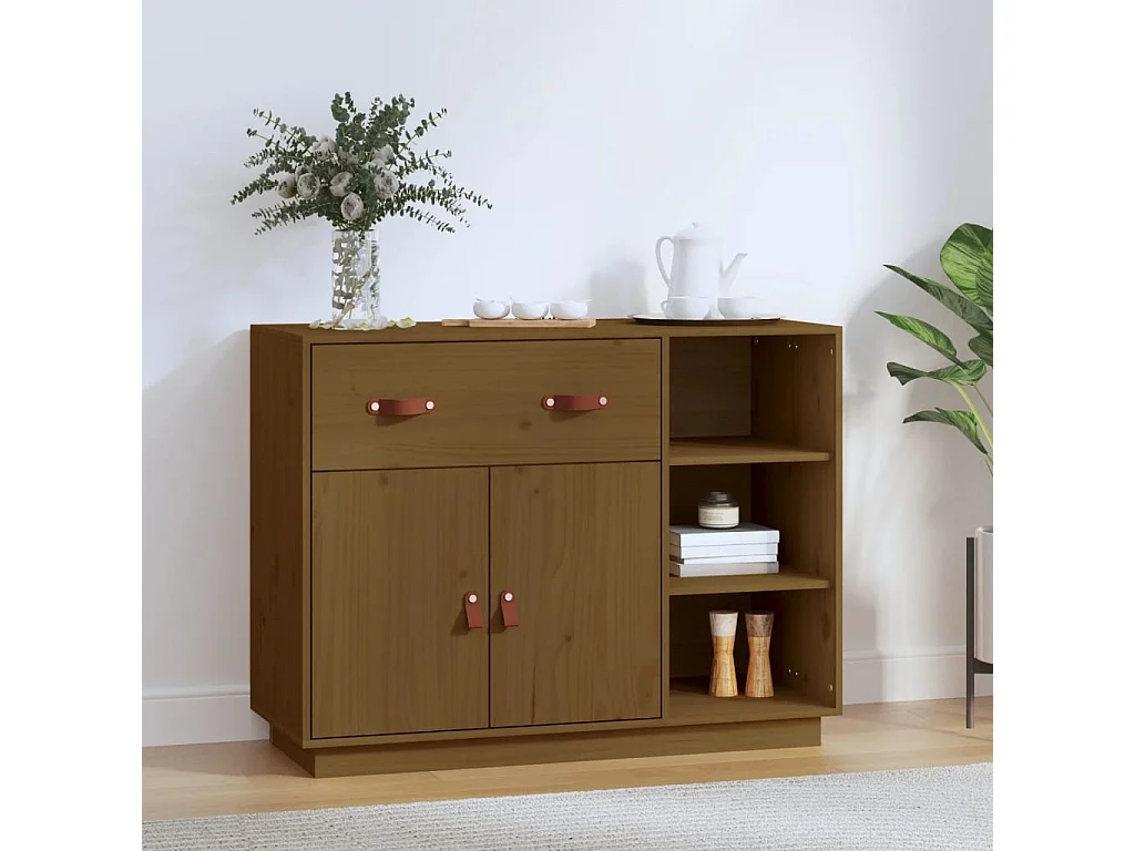 Buffet | Bahut | Meuble de rangement Marron miel 98,5x40x75 cm Bois massif de pin