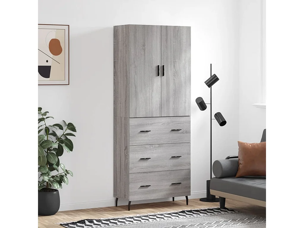 Credenza | Buffet | Armadio Grigio Sonoma 69,5x34x180 cm in Legno Multistrato