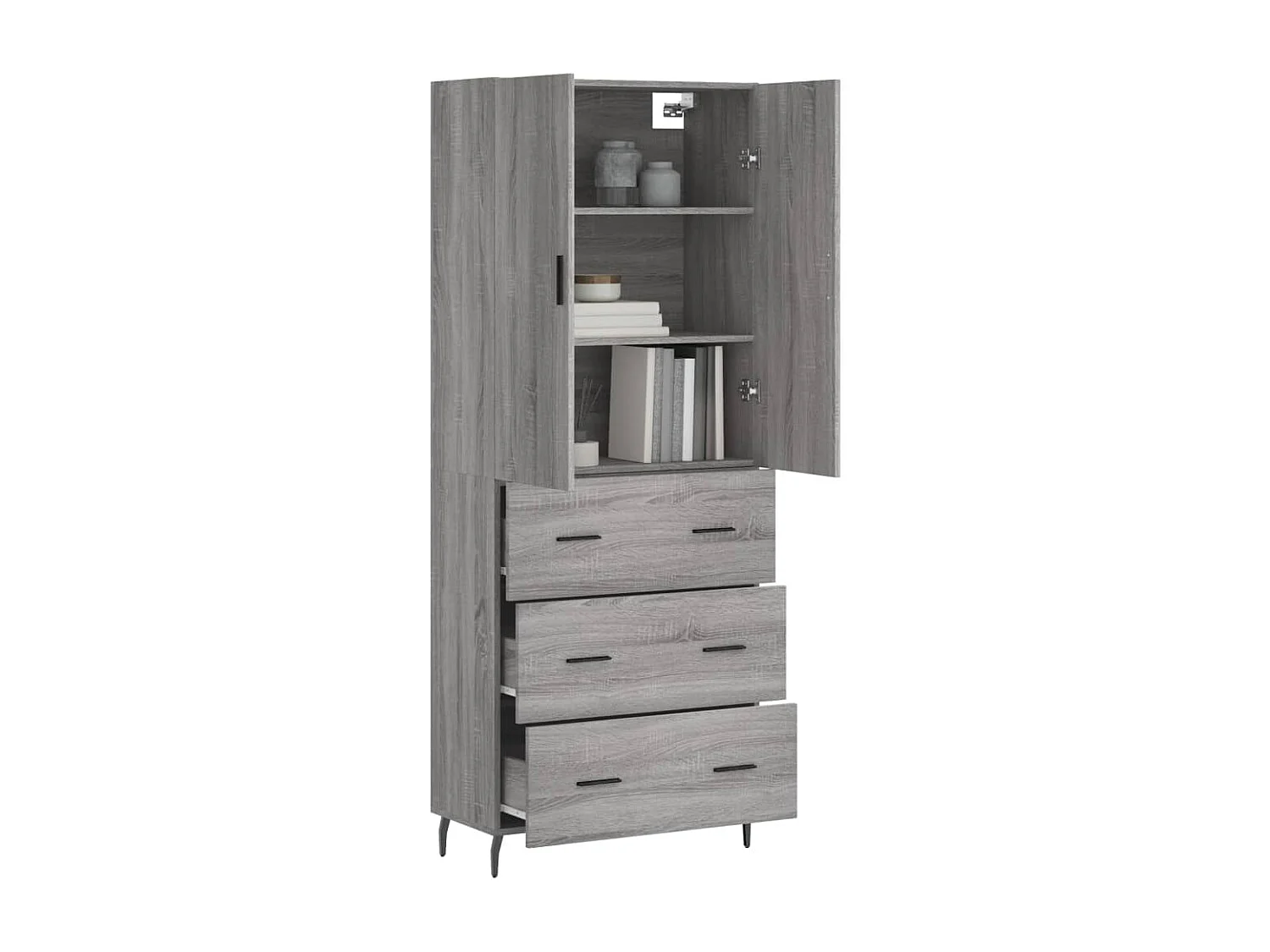 Credenza | Buffet | Armadio Grigio Sonoma 69,5x34x180 cm in Legno Multistrato