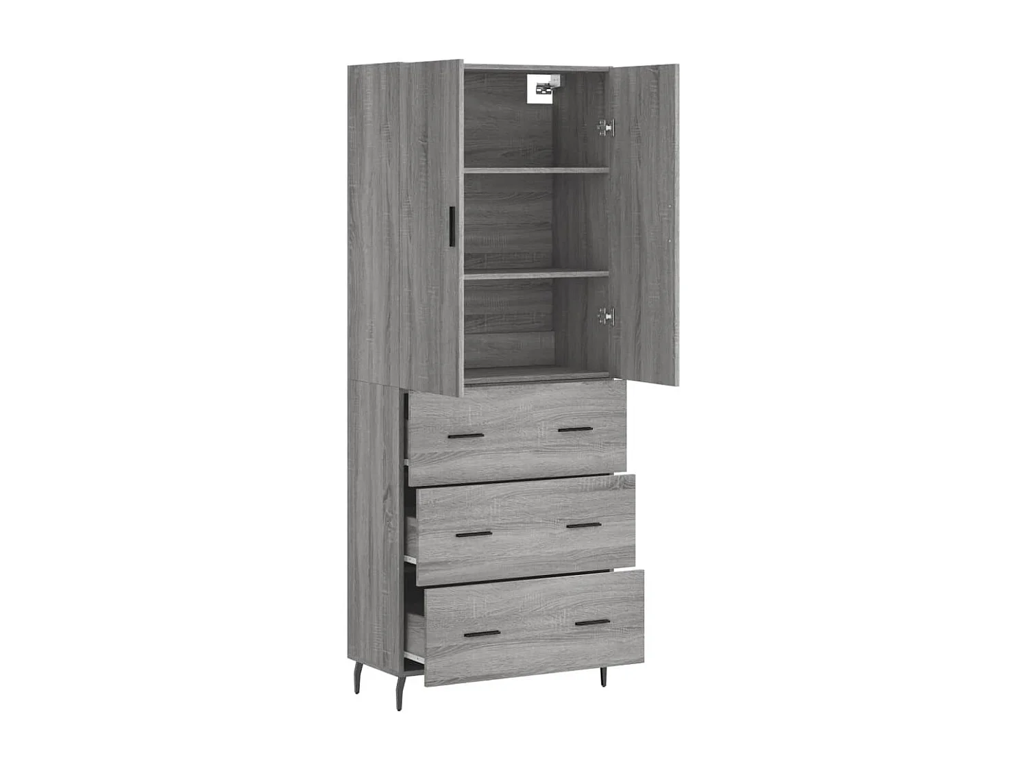 Credenza | Buffet | Armadio Grigio Sonoma 69,5x34x180 cm in Legno Multistrato