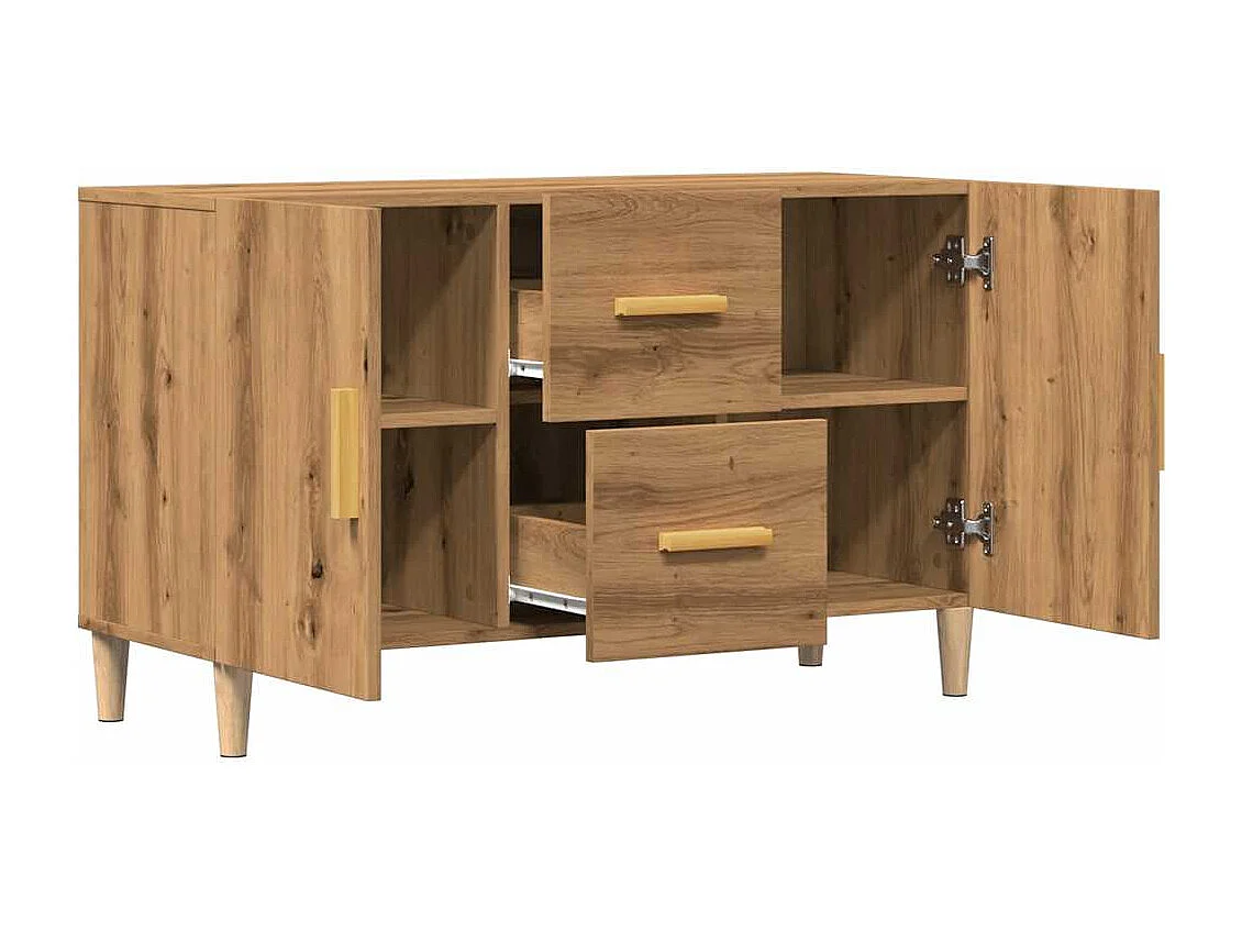 Buffet | Bahut | Meuble de rangement chêne artisanal 100x36x60 cm bois d'ingénierie