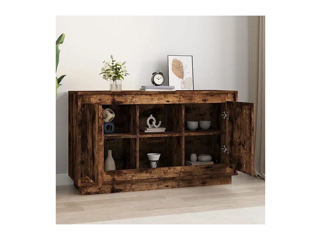 Buffet | Bahut | Meuble de rangement chêne fumé 102x35x60 cm bois d'ingénierie