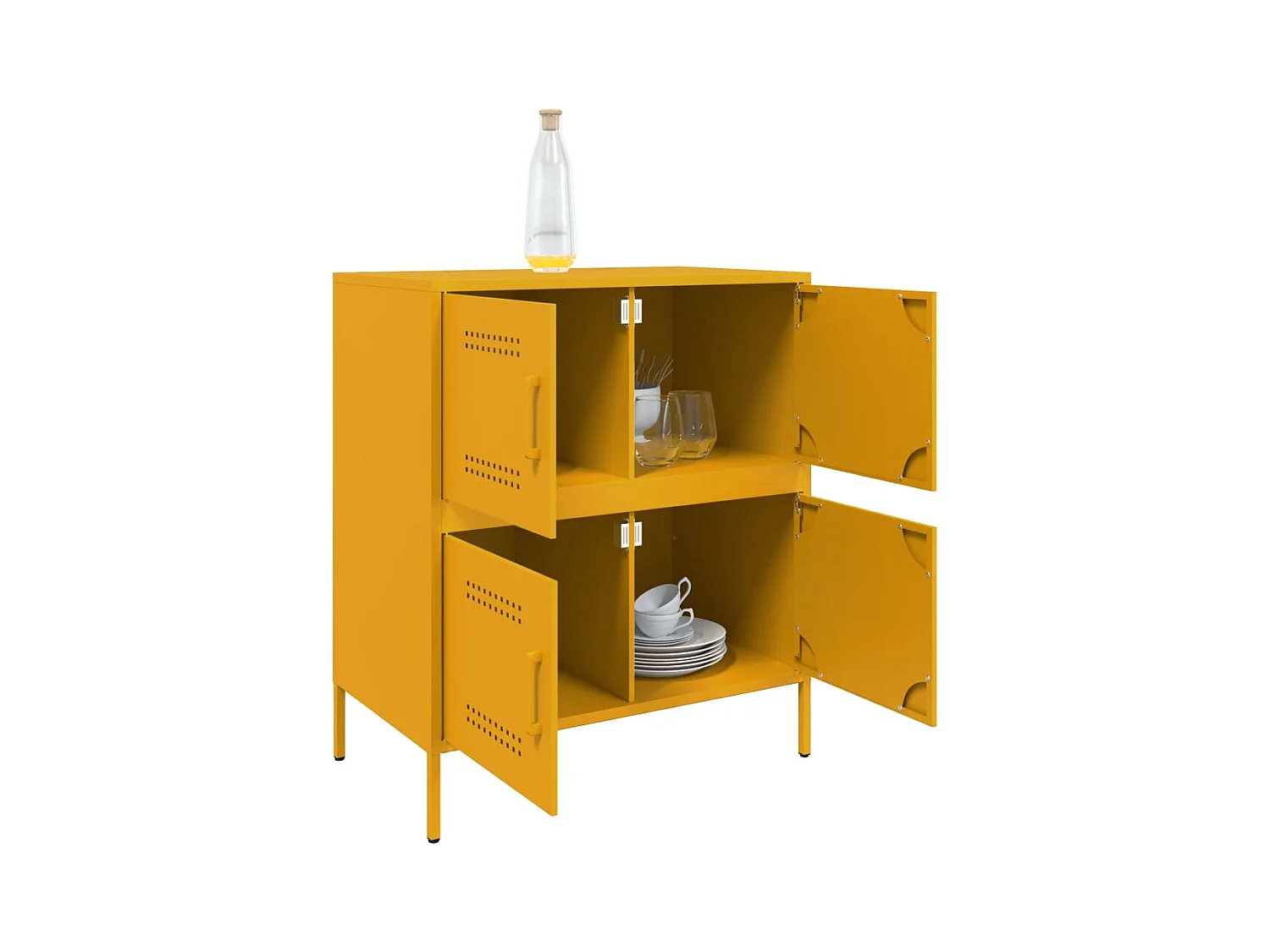 Buffet | Bahut | Meuble de rangement jaune moutarde 68x39x79 cm acier